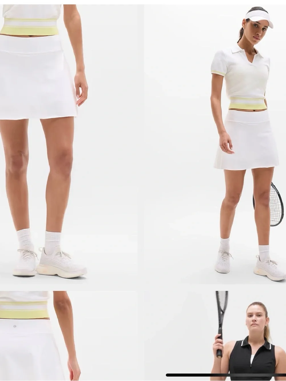 Athleta White Mini Skirt with Slight Flare, pockets on each side.